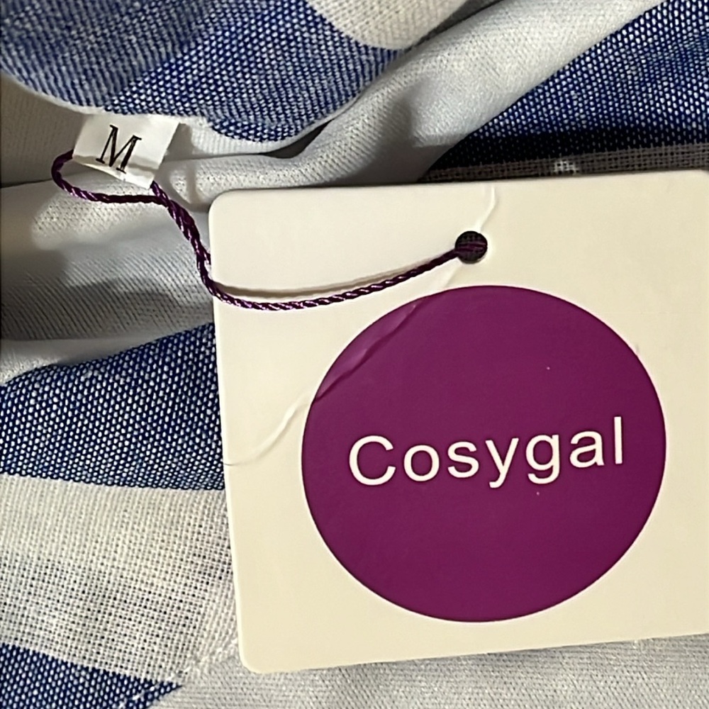 NEW Cosygal Striped High-Low Maxi Dress, Bandage Dress, Backless, Blue/White MED - Picture 7 of 13